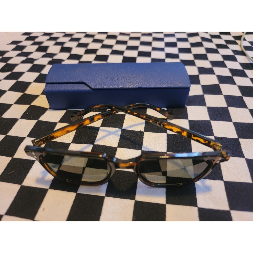 Tortoise Shell‎ Sunglasses  w/ Blue WALDO Hard Case • Classic Retro Style